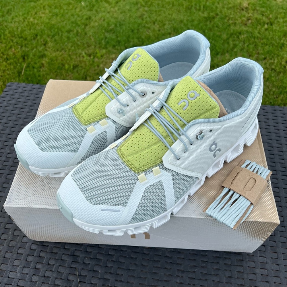 On Cloud 5 Push Athletic Shoes - Glacier & Zest - style 69-98002